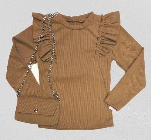 J.Mirano - Zero - Shirt met tasje  Camel, Kinderen en Baby's, Kinderkleding | Overige, Meisje, Nieuw, Ophalen of Verzenden