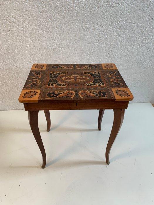 Muziekdoos - 1960-1970 - Bijzettafel met inlegwerk en, Antiek en Kunst, Curiosa en Brocante