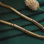 18 Krt. gouden Bamboo schakel ketting | 46 cm, Ophalen of Verzenden, Gebruikt, Overige kleuren, Goud