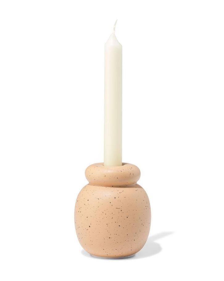 HEMA Kandelaar 8.5x10cm keramiek lichtbruin, Huis en Inrichting, Woonaccessoires | Kandelaars en Kaarsen, Nieuw, Verzenden