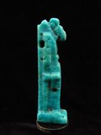 Oud-Egyptisch Faience Amulet van de god Toth met ibisgezicht, Antiek en Kunst
