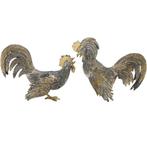 Figuur - Silver fighting roosters (2) - .915 zilver, Antiek en Kunst