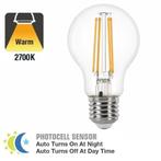 Daglichtsensor E27 LED Lamp | Filament | 2700K Warm Wit, Tuin en Terras, Nieuw, Minder dan 50 watt, Led, Glas