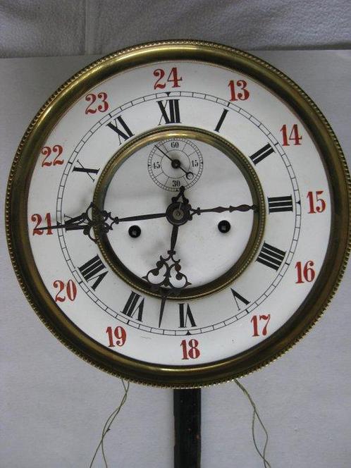 Regulateur met dubbel gewicht - Messing-Emaille-Metaal -, Antiek en Kunst, Antiek | Klokken