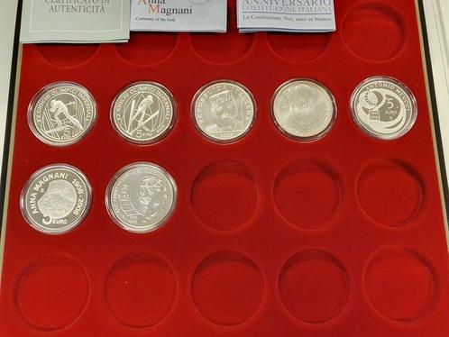 Italië. 5 Euro 2005/2008 (7 stuks) Proof + BU (Zonder, Postzegels en Munten, Munten | Europa | Euromunten