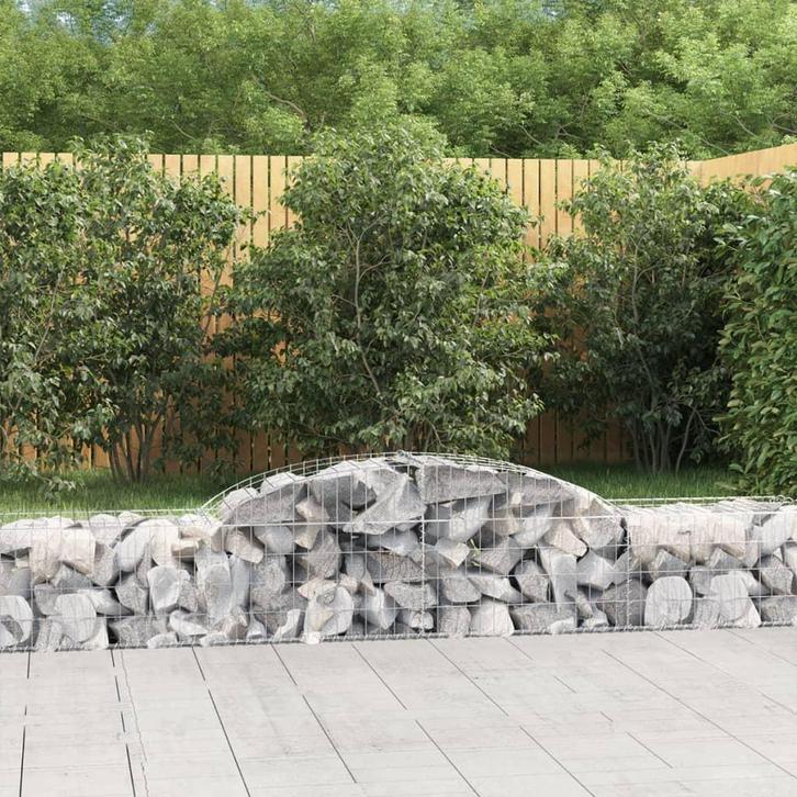 vidaXL Schanskorven 9 st gewelfd 300x50x40/60 cm, Tuin en Terras, Bloembakken en Plantenbakken, 100 cm of meer, Nieuw, Metaal