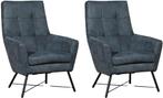 Blauwe leren moderne fauteuils - Kenia Leer Denim (blauw le, Huis en Inrichting, Fauteuils, Nieuw, Ophalen of Verzenden, 75 tot 100 cm