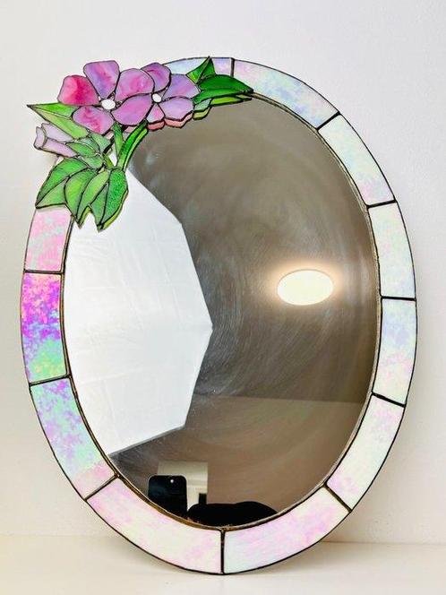 Spiegel- Tiffany stijl “Art Nouveau” spiegel - Glas-in-lood, Antiek en Kunst, Kunst | Designobjecten