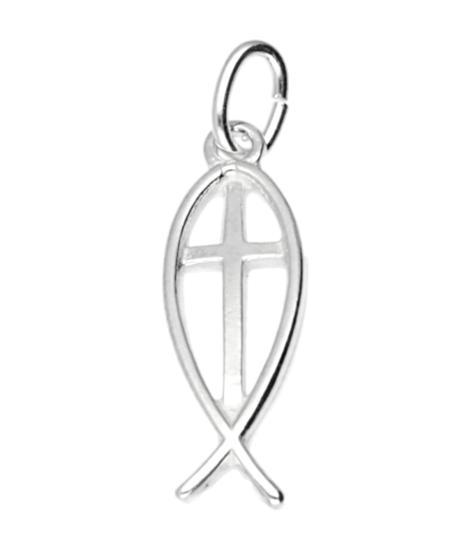 Zilveren Ichtus ketting hanger - kruis, Sieraden, Tassen en Uiterlijk, Kettinghangers, Verzenden