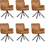 Set van 6 Leren eetkamerstoelen - draaibaar - automatisch te, Huis en Inrichting, Stoelen, Nieuw, Vijf, Zes of meer stoelen, Leer