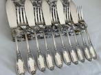 Orfèvrerie SFAM , 24 delig verzilverd Visbestek - Bestekset, Antiek en Kunst
