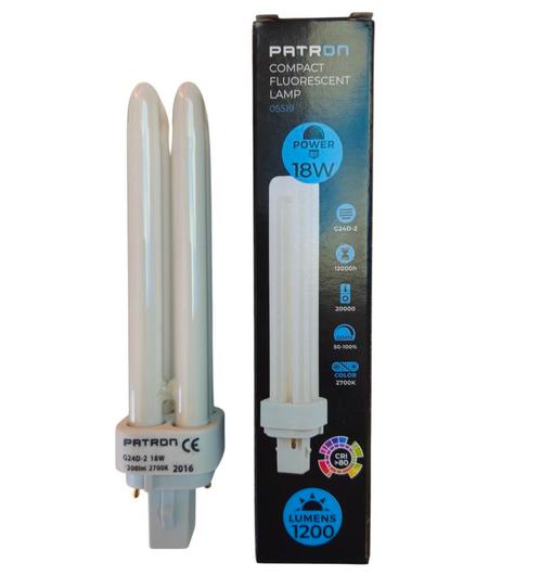 Patron Spaarlamp 2-pins PL-C 18W/827/2P | G24d-2, Huis en Inrichting, Lampen | Overige, Nieuw, Ophalen of Verzenden