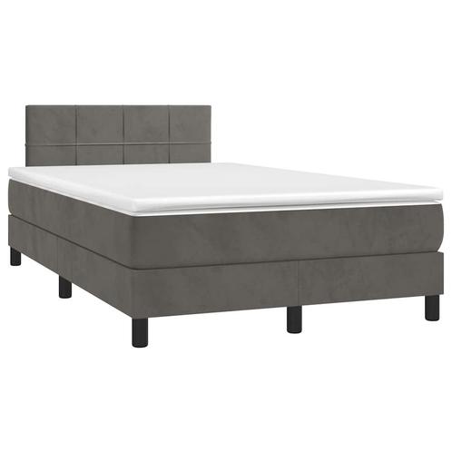 vidaXL Boxspring met matras en LED fluweel donkergrijs, Huis en Inrichting, Slaapkamer | Bedden, 120 cm, 190 cm of minder, Grijs