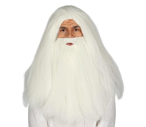 Halloween Pruik Baard Wit, Hobby en Vrije tijd, Feestartikelen, Nieuw, Verzenden