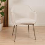 Scandinavisch eetkamerstoel Elin beige gerecyclede stof