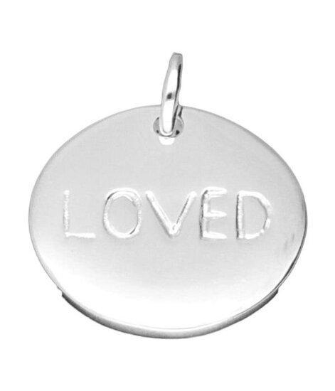 Zilveren tekst LOVED rond kettinghanger, Sieraden, Tassen en Uiterlijk, Kettinghangers, Verzenden