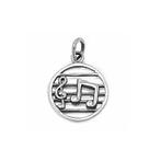 Zilveren ronde muzieknoten kettinghanger, Sieraden, Tassen en Uiterlijk, Verzenden, Nieuw, Zilver