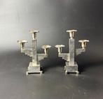 Kaarsenstandaard met oor (2) - Verzilverd messing,