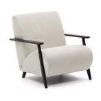 *WOONWINKEL* Kave Home Meghan Retro Fauteuil Beige En Wenge, Verzenden, Nieuw, Stof
