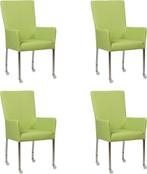 Set van 4 Felgroene leren moderne eetkamerstoelen - met arml, Huis en Inrichting, Stoelen, Overige kleuren, Nieuw, Leer, Ophalen of Verzenden