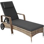 Wicker ligbed met wielen - natuur/donkergrijs, Verzenden, Nieuw