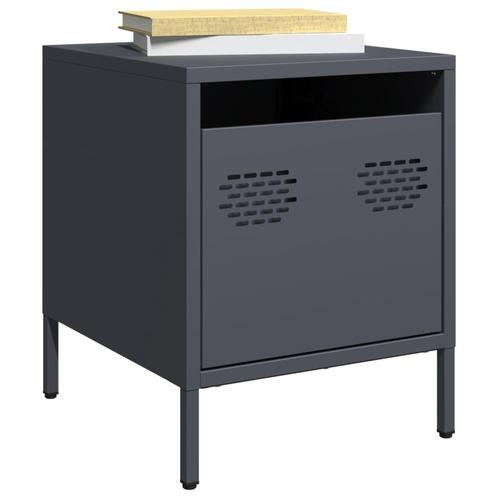 vidaXL Nachtkastje 35x39x43,5 cm staal antracietkleurig, Huis en Inrichting, Slaapkamer | Nachtkastjes, Nieuw, Metaal of Aluminium