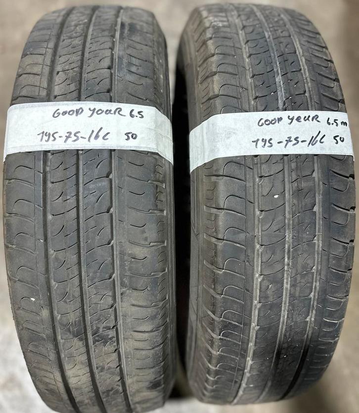2x195-75-16C Goodyear zomer 6.5m €50 per band 195 75 16 C, Auto-onderdelen, Banden en Velgen, 16 inch, Zomerbanden, 195 mm, Bestelwagen