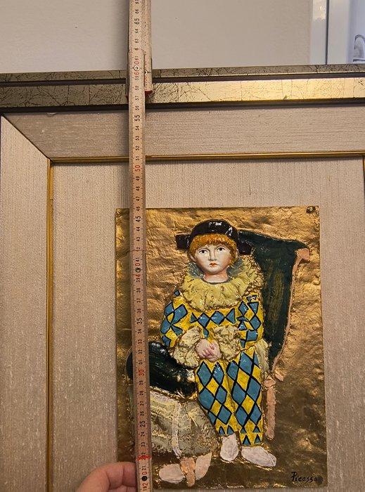 Reliëf, Pablo vestito da arlecchino - 65 cm - Verguld, Antiek en Kunst, Curiosa en Brocante