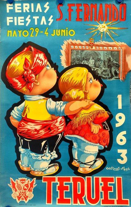 Casinos y Hoso - Poster for Teruel, Spain, Festivals and, Antiek en Kunst, Kunst | Tekeningen en Foto's