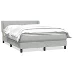 vidaXL Boxspring met matras fluweel lichtgrijs 140x220 cm, Verzenden, Nieuw, Grijs, Stof