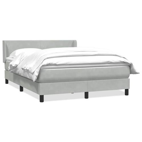 vidaXL Boxspring met matras fluweel lichtgrijs 140x220 cm, Huis en Inrichting, Slaapkamer | Bedden, Grijs, Nieuw, Stof, Verzenden