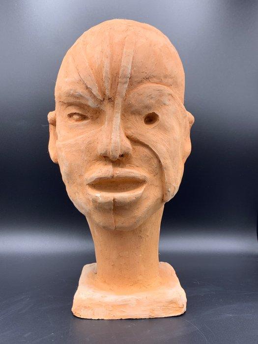 sculptuur, Visage masqué - 34 cm - Klei, Terracotta, Antiek en Kunst, Antiek | Glas en Kristal