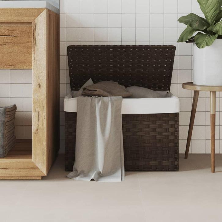 vidaXL Wasmand met deksel 55,5x35x34 cm poly rattan, Tuin en Terras, Droogmolens en Wasrekken, Nieuw, Verzenden