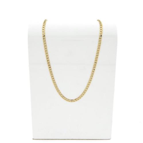 Gouden platte/wijde gourmetschakel ketting; 50 cm | Heren, Sieraden, Tassen en Uiterlijk, Kettingen, Overige kleuren, Gebruikt