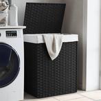 vidaXL Wasmand met deksel 46x33x60 cm poly rattan zwart, Verzenden, Nieuw