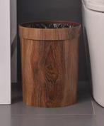 Vintage Prullenbak 10L/14L – Ronde Houtnerf Kunststof, Verzenden, Nieuw