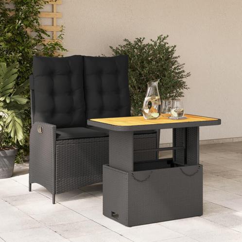 vidaXL 2-delige Tuinset met kussens poly rattan zwart, Tuin en Terras, Tuinsets en Loungesets, Tuinset, Nieuw, 2 zitplaatsen, Rotan