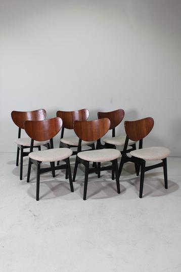 6x Vintage eetkamerstoelen G-plan, beige, jaren 60 beschikbaar voor biedingen