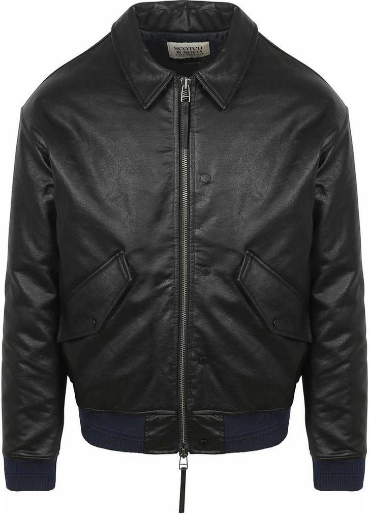 Scotch and Soda Faux Leather Bomberjack Zwart maat XXL Heren, Kleding | Heren, Jassen | Winter, Zwart, Nieuw, Overige maten, Verzenden