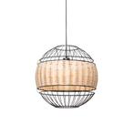 Oosterse hanglamp zwart met rotan 38 cm - Emir, Nieuw, Overige materialen, Oosters, 75 cm of meer