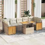 vidaXL 8-delige Loungeset met kussens poly rattan acacia, Verzenden, Nieuw, Rotan, Loungeset