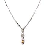 Witgouden choker met diamant 46 cm 14 krt, Verzenden, Zo goed als nieuw, Goud, Met hanger