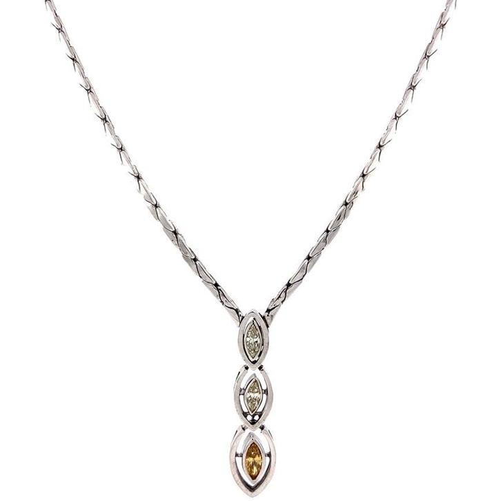 Witgouden choker met diamant 46 cm 14 krt, Sieraden, Tassen en Uiterlijk, Kettingen, Zo goed als nieuw, Met hanger, Goud, Verzenden