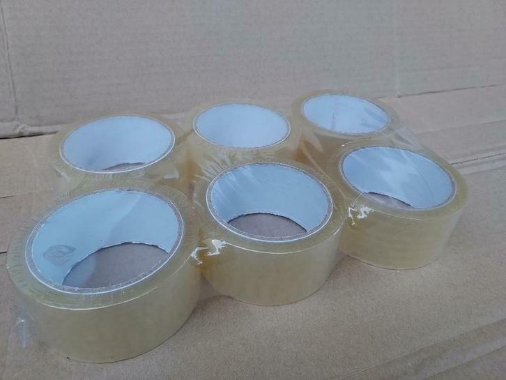 Transparante tape / verpakkingstape / plakband, per 6 rollen, Doe-het-zelf en Verbouw, Kratten en Dozen, Nieuw, Ophalen of Verzenden