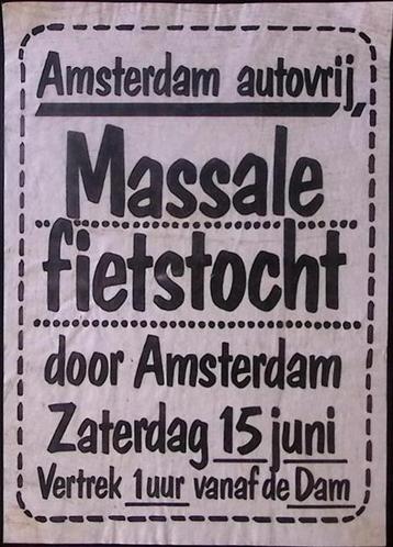 Poster over fietstocht voor een autovrij Amsterdam (Posters) beschikbaar voor biedingen