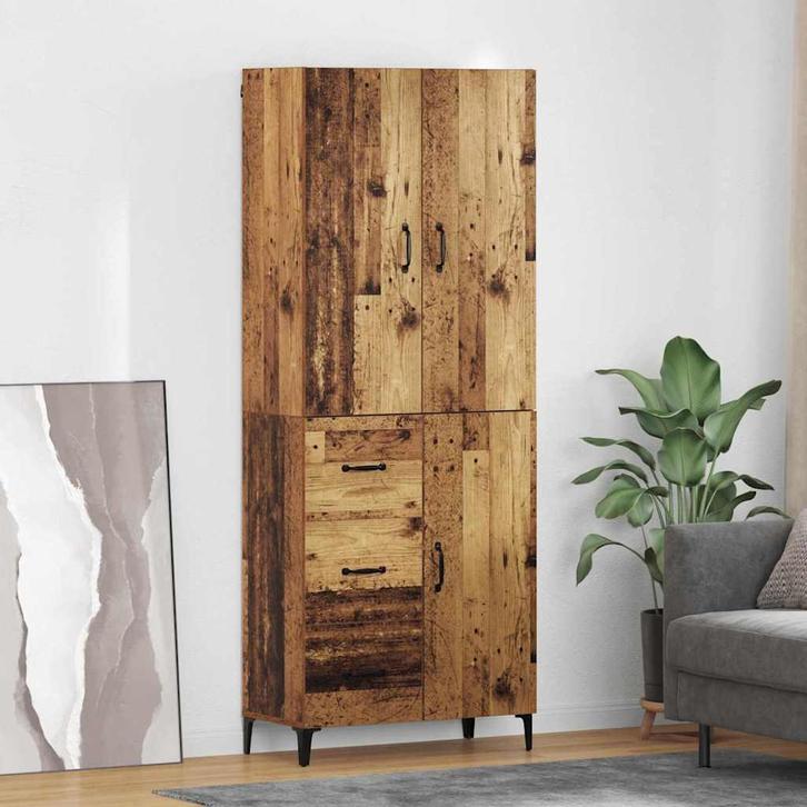 vidaXL Highboard met lade Oud Hout 69,5 x 34 x 180 cm, Huis en Inrichting, Kasten | Buffetkasten, Nieuw, Minder dan 50 cm, Overige houtsoorten