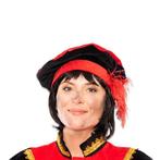 Pietenbaret Fluweel Met Veer Rood/Zwart, Hobby en Vrije tijd, Verzenden, Nieuw