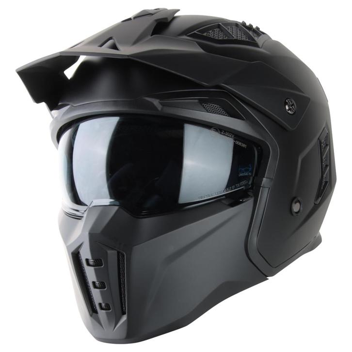 VINZ Kioto Streetfighter helm - Mat Zwart, Motoren, Kleding | Motorhelmen, L, Jethelm, Verzenden