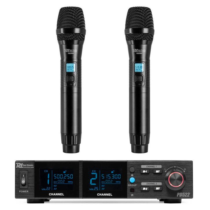 Retourdeal - Power Dynamics PD522 microfoonsysteem met 2 dra, Muziek en Instrumenten, Microfoons, Zo goed als nieuw, Verzenden