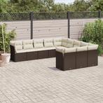 vidaXL 11-delige Loungeset met kussens poly rattan bruin, Tuin en Terras, Verzenden, Nieuw, Rotan, Loungeset